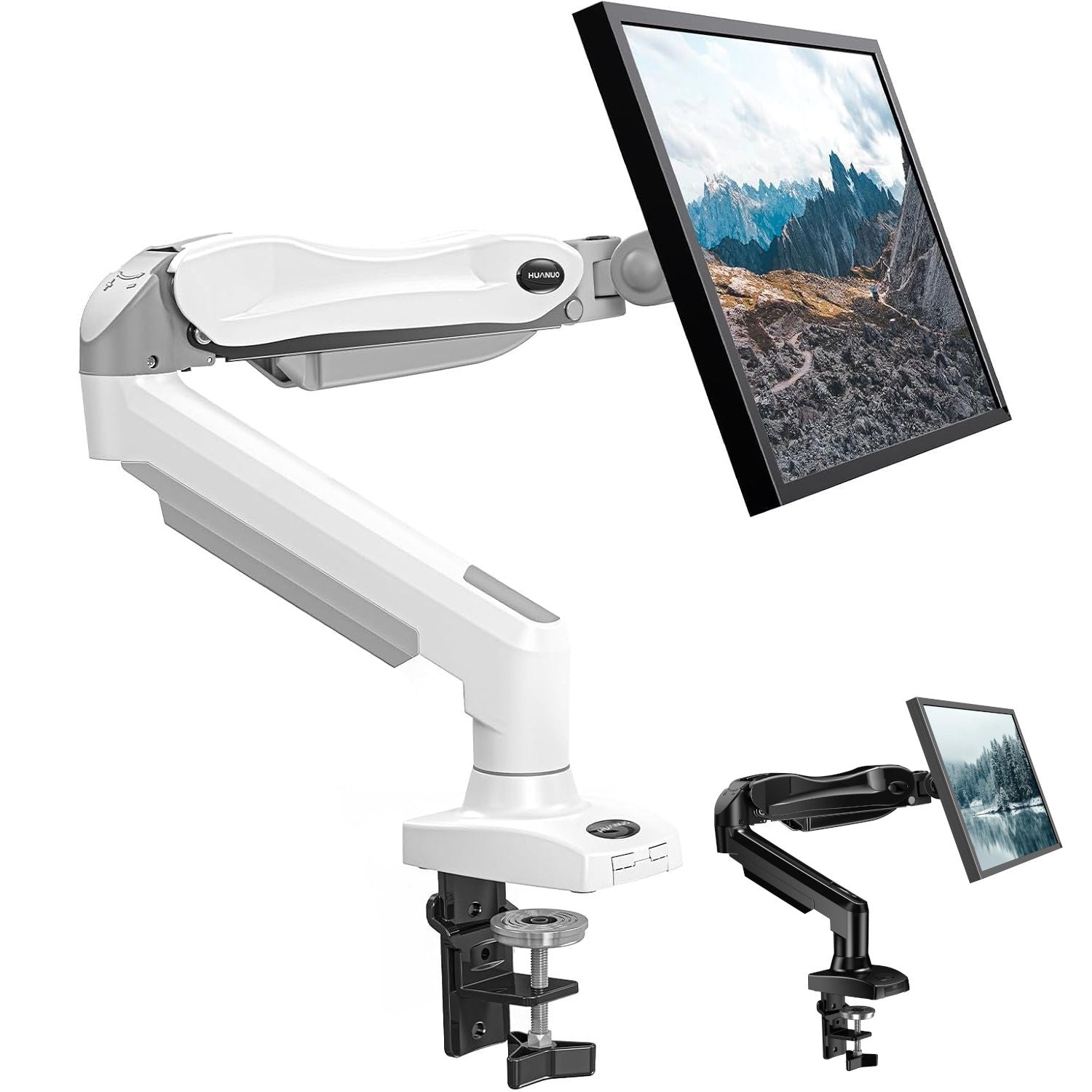 HUANUO Single Monitor Arm – Gas Spring Desk Mount for 13-32 Inch Screens