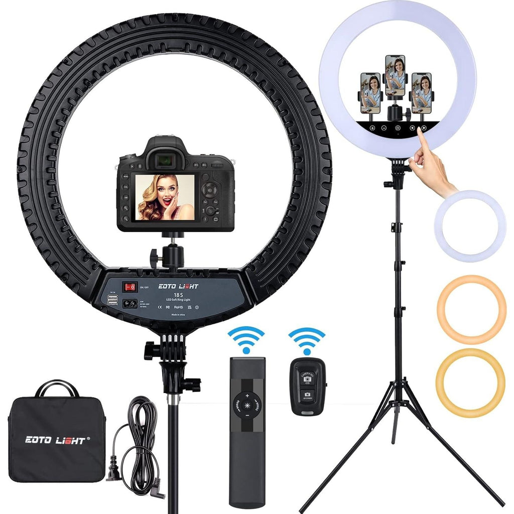 Eoto 18 Inch LED Ring Light with Tripod Stand and Remote Control