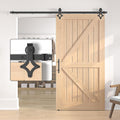 SANKEYTEW 7FT Heavy Duty Sliding Barn Door Kit – Rhombic Black Steel