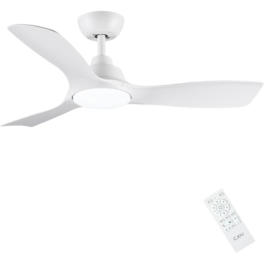 CJOY 42" White Ceiling Fan with Dimmable LED Light and Remote Control