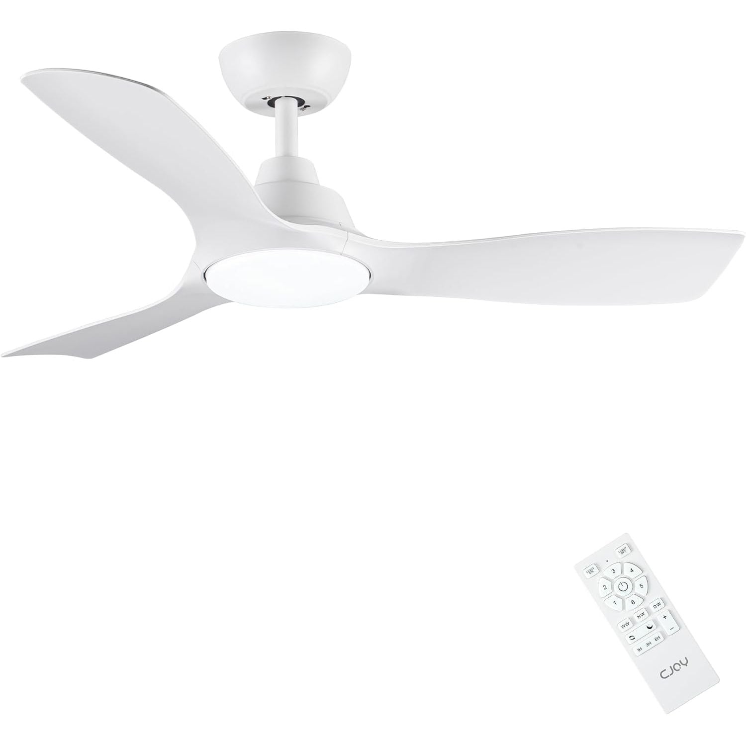CJOY 42" White Ceiling Fan with Dimmable LED Light and Remote Control