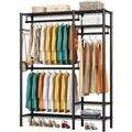 KZOBYD Heavy Duty Metal Clothes Rack | 3 Rods & 4 Adjustable Shelves