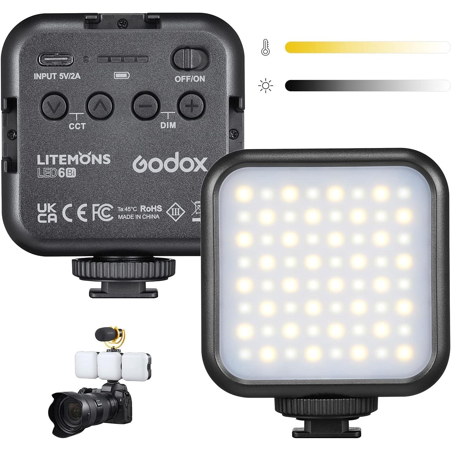 Godox Litemons LED6Bi Mini LED Video Light | Bi-Color 3200K-6500K CRI 95