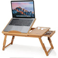 Ejoyous Bamboo Laptop Desk | Adjustable Bed Tray with Drawer & Vent