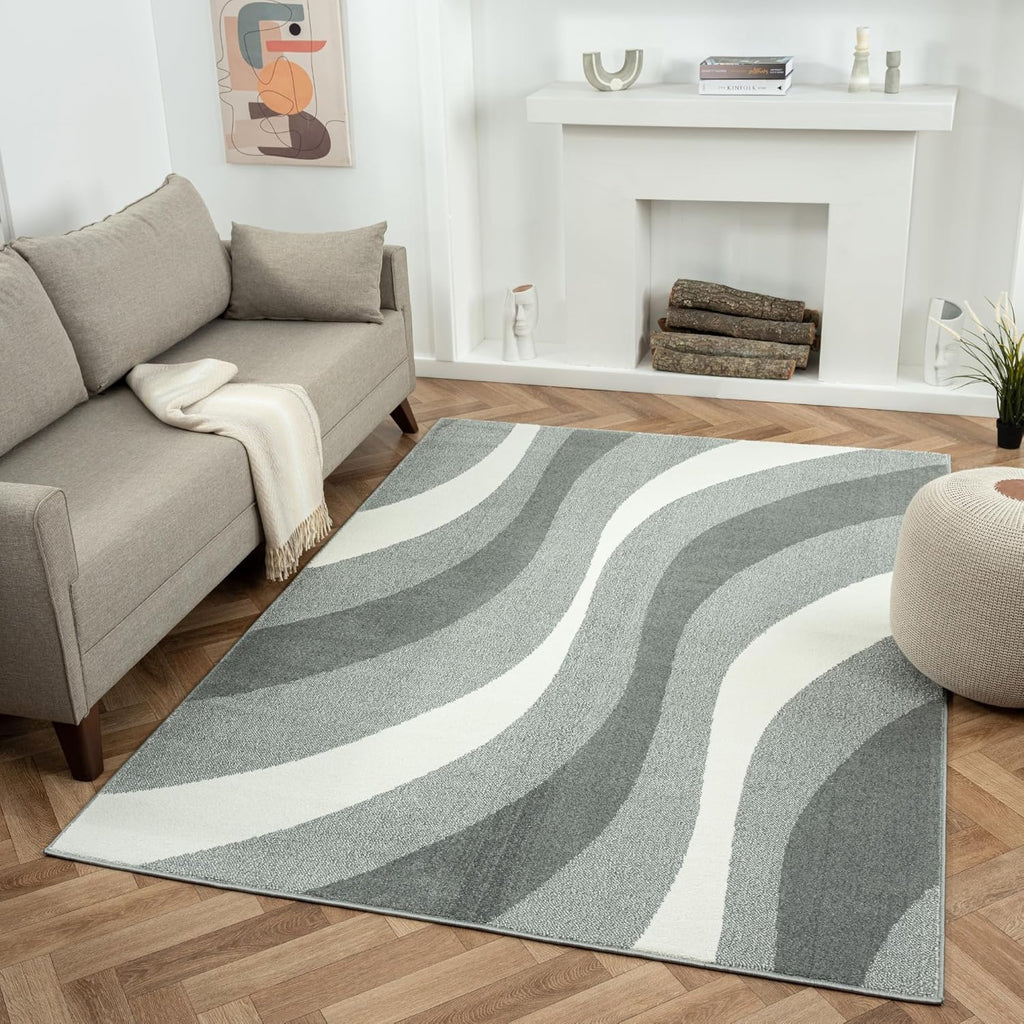 Massive Discounts Swirl Pattern Area Rug – 160x230cm Modern Short Pile