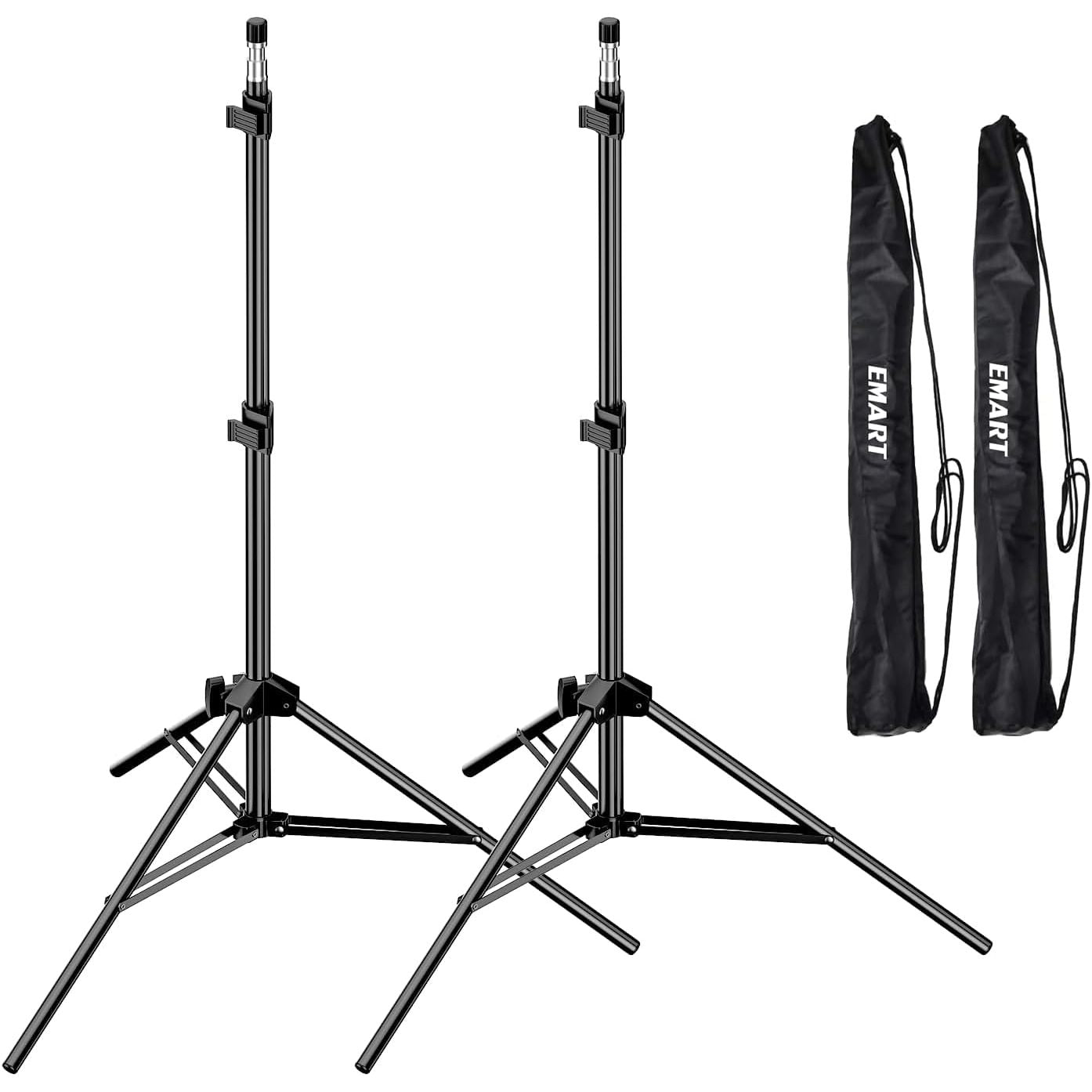 EMART 7ft Light Stands 2-Pack – Aluminum Photography Tripods with Case