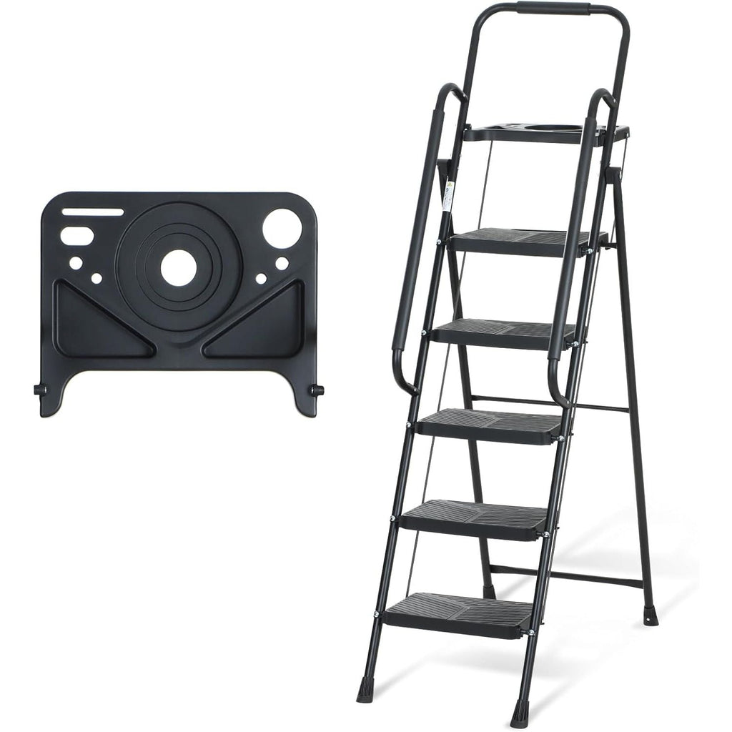 EPROSMIN 5-Step Folding Ladder with Handrails and Tool Tray