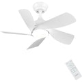 CJOY 30" Ceiling Fan with Light | Quiet DC Motor 5-Blade Modern White Fan