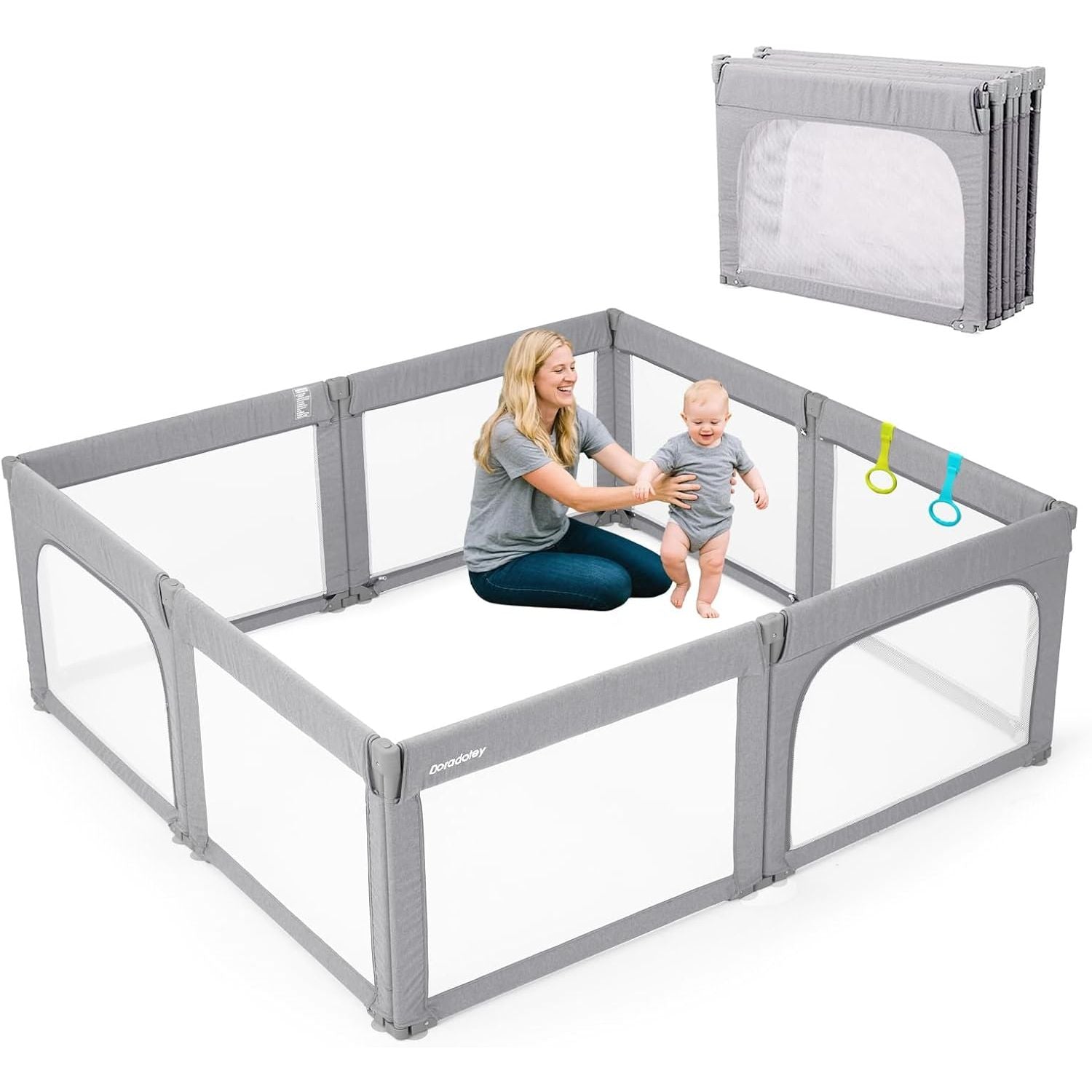 Doradotey Baby Playpen – 180x200cm Foldable 8-Panel Safety Play Yard