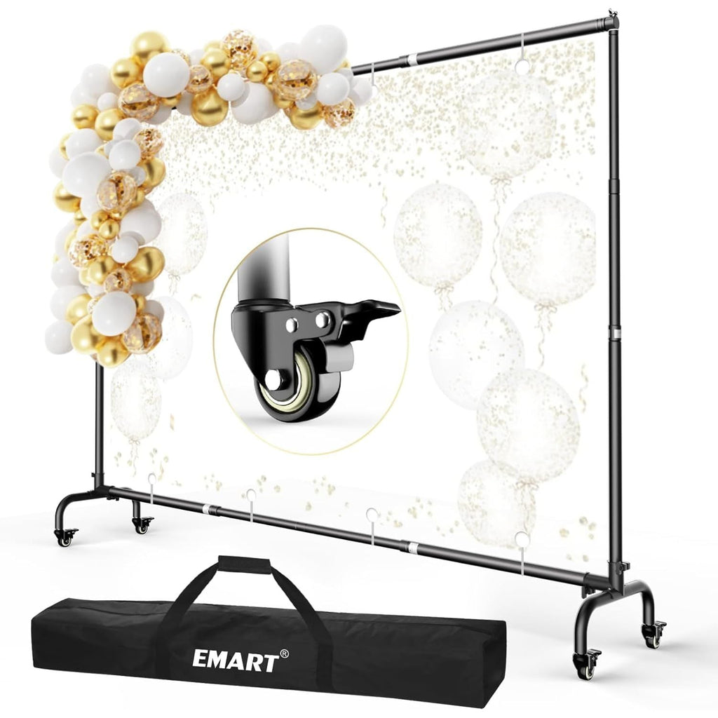 EMART 10x7.5ft Backdrop Stand with Wheels – Adjustable Banner Frame