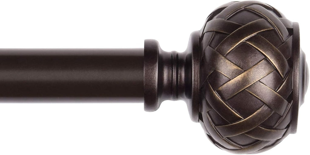 SZXIMU Extendable Curtain Rod 182-365cm | Netted Finials – Brown