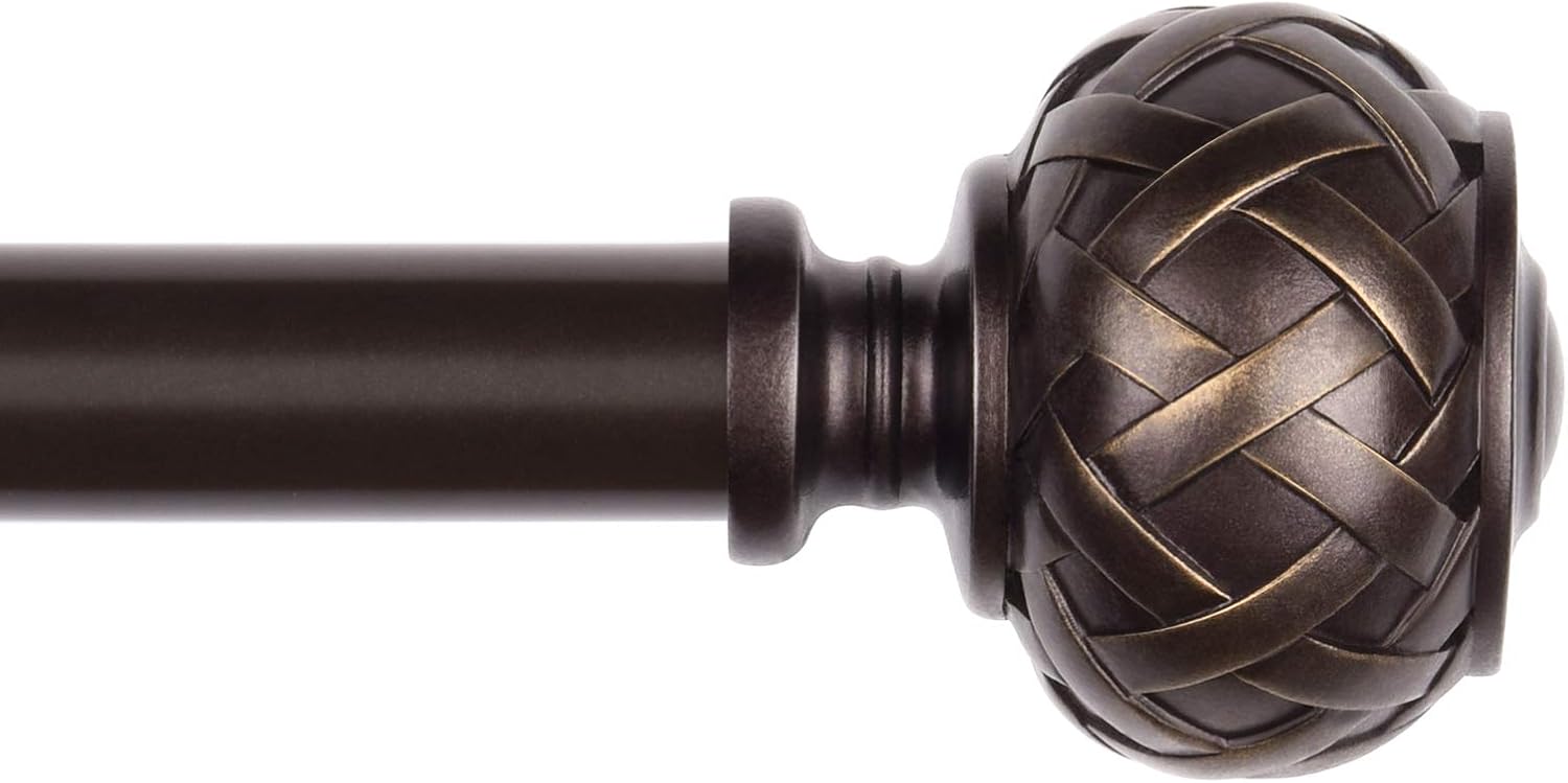 SZXIMU Extendable Curtain Rod 182-365cm | Netted Finials – Brown