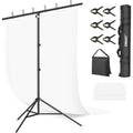 EMART White Photography Backdrop Kit | 1.5x2m Fabric & 2x2m Stand