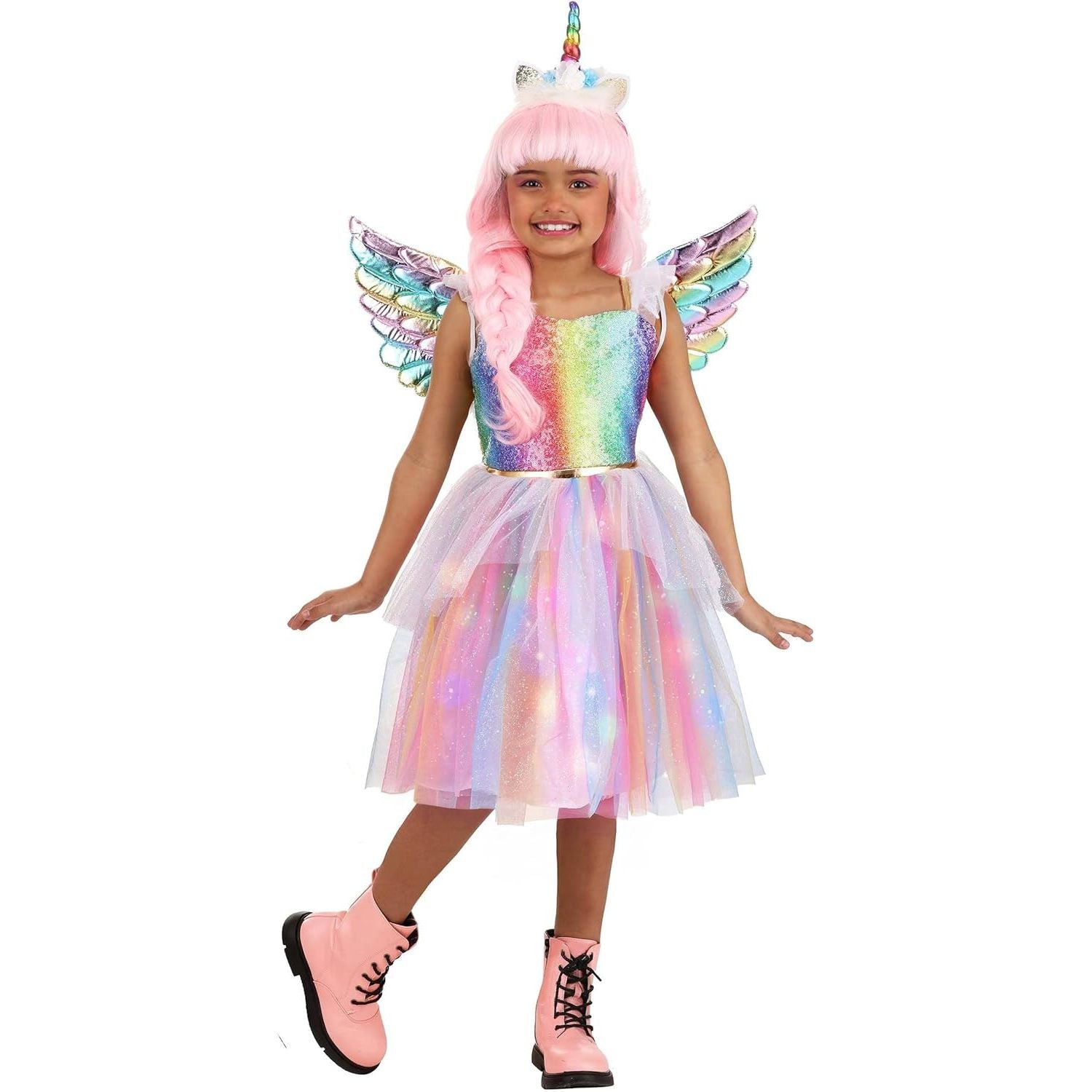 Massive Discounts Girls Unicorn Princess Costume with Wings | 7-8 Years
