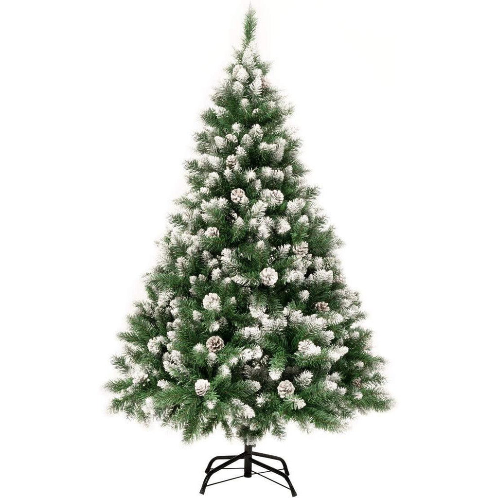 GIGALUMI 5FT Artificial Christmas Tree with Snow and Pine Cones