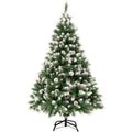 GIGALUMI 5FT Artificial Christmas Tree with Snow and Pine Cones
