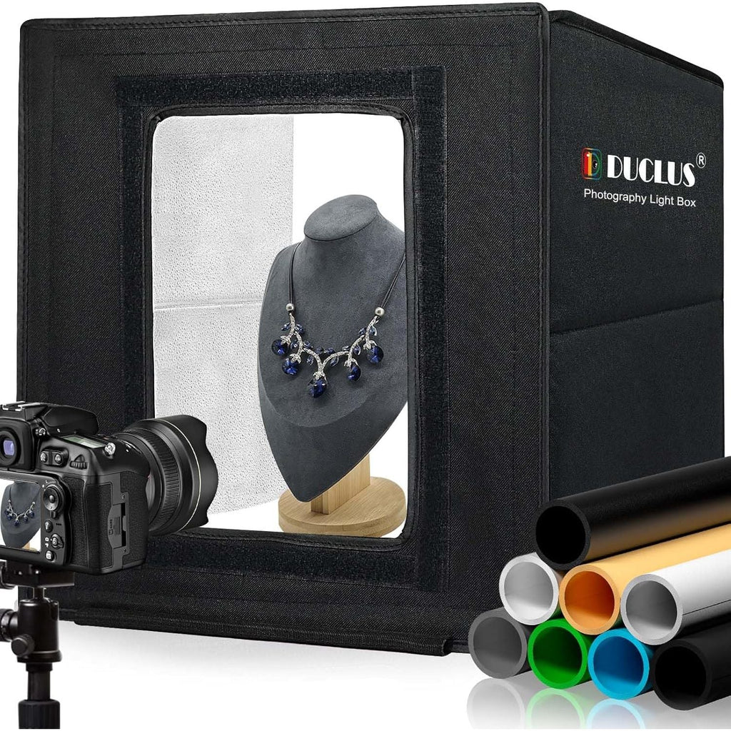 DUCLUS 40x40cm Photo Light Box | 160 LED Studio with 8 Backdrops