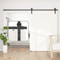 SANKEYTEW 8FT Heavy Duty Sliding Barn Door Kit | Black Carbon Steel