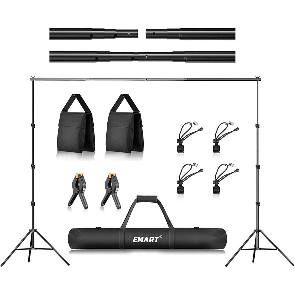 EMART 2.6x3m Backdrop Stand Kit | Adjustable Aluminum Photo Support