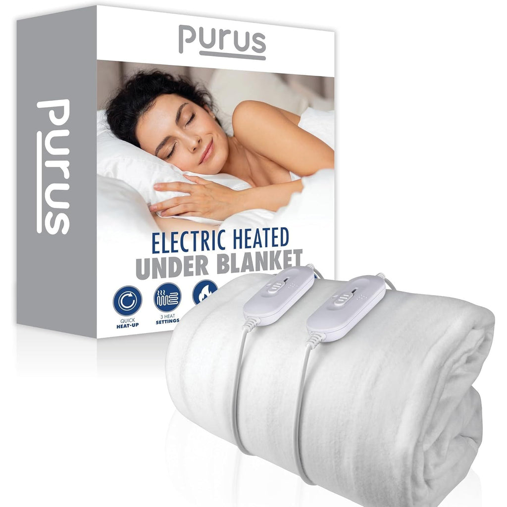 Purus Double Electric Blanket | 3 Heat Settings | Soft Polyester 193x137cm