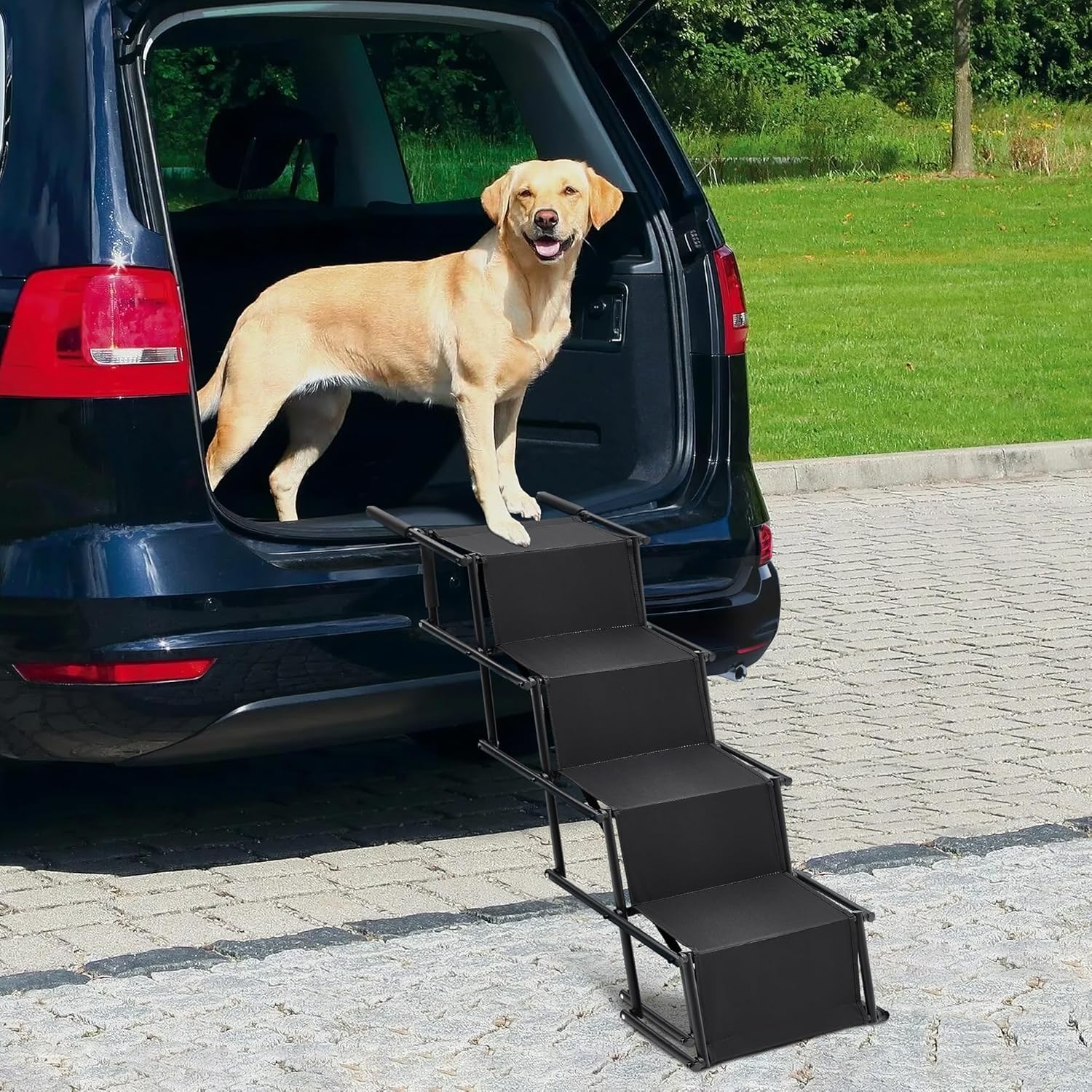 Fellie Foldable Dog Ramp – Adjustable Non-Slip Pet Steps for Cars, 176lbs