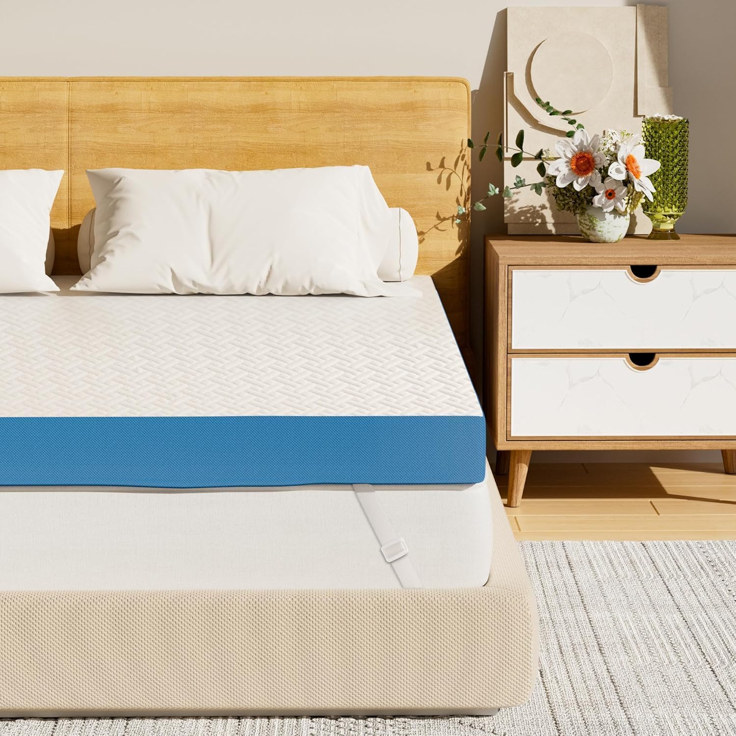 Fijinhom Double Memory Foam Mattress Topper - 10cm Dual Layer Gel