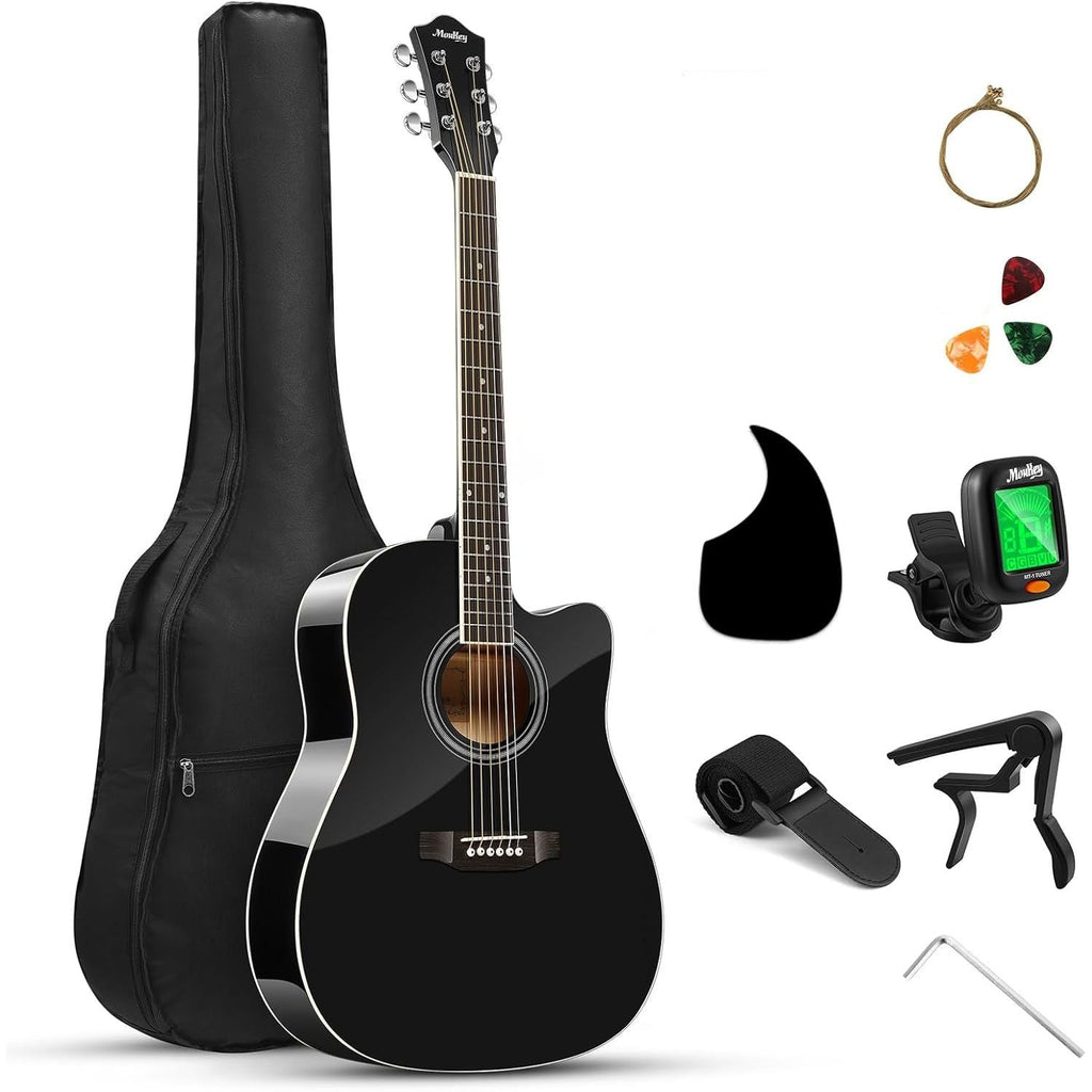Moukey 41 Inch Full Size Acoustic Guitar – Cutaway Beginner Starter Kit