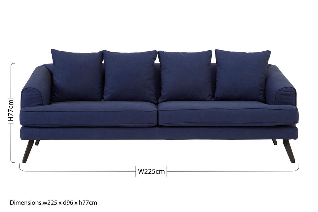 Orsina Mylo 3 Seater Navy Fabric Sofa | Modern Living Room Couch