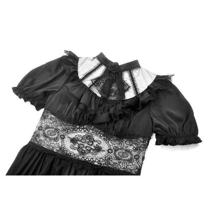 Dark in Love Ebon Rose Goth Dress – Black High-Low Mesh & Lace Gown