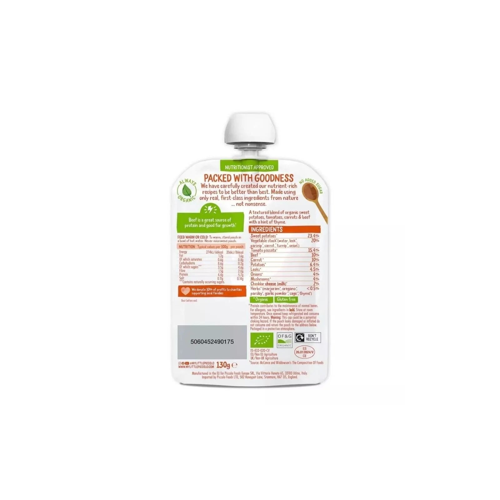 Piccolo Organic Sweet Potato & Beef Meatballs 7+ months 130g