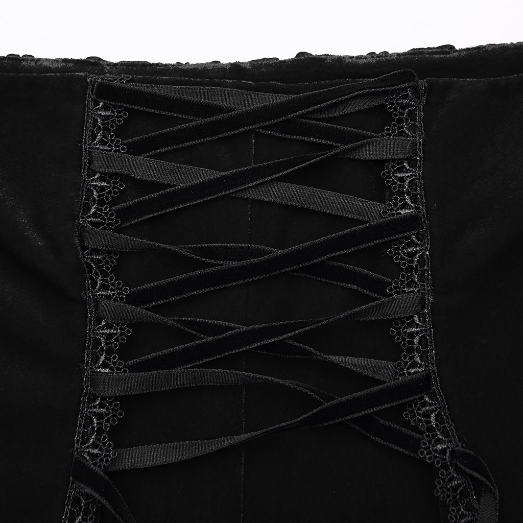 Punk Rave Belladonna Goth Rose Fishtail Skirt – Lace High Waist