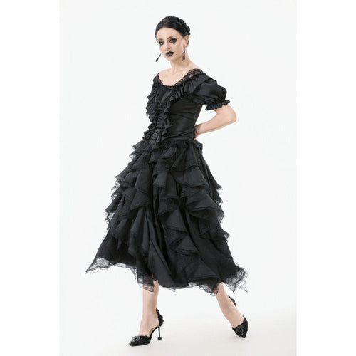Dark in Love Seraphina Black Ruched Puff Sleeve Corset Top