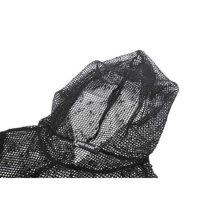Dark in Love Punk Mesh Hollow-Out Hooded Top – Black Gothic Layer