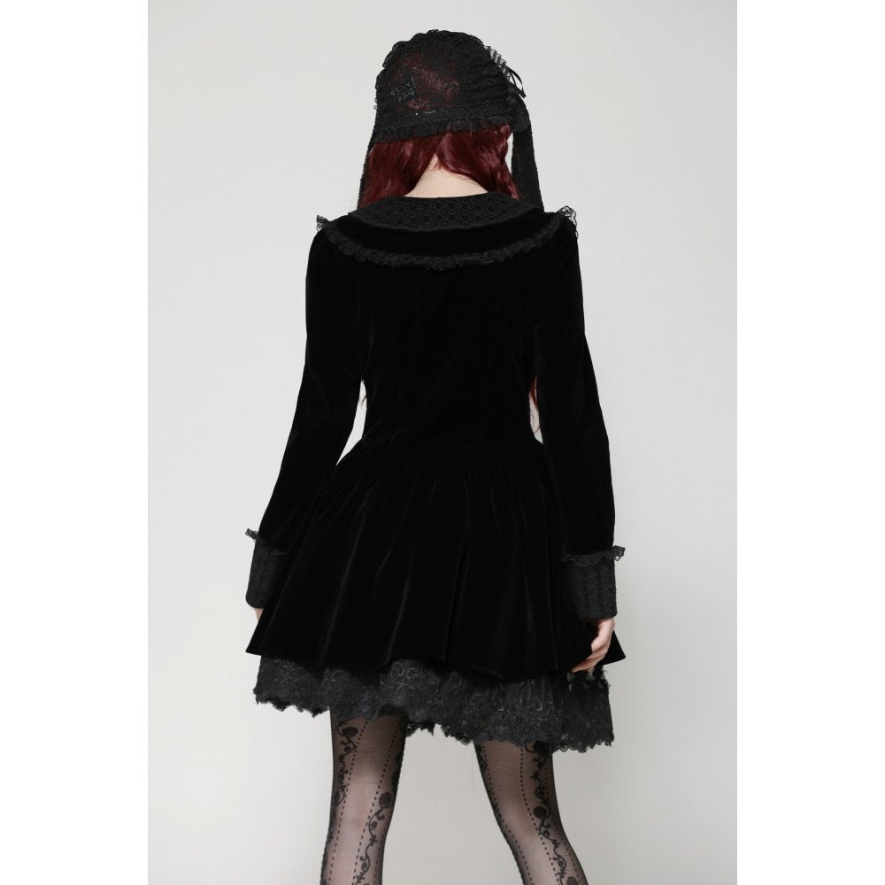 Dark in Love Elowen Black Gothic Lolita Rabbit Ear Bonnet | Rose Lace
