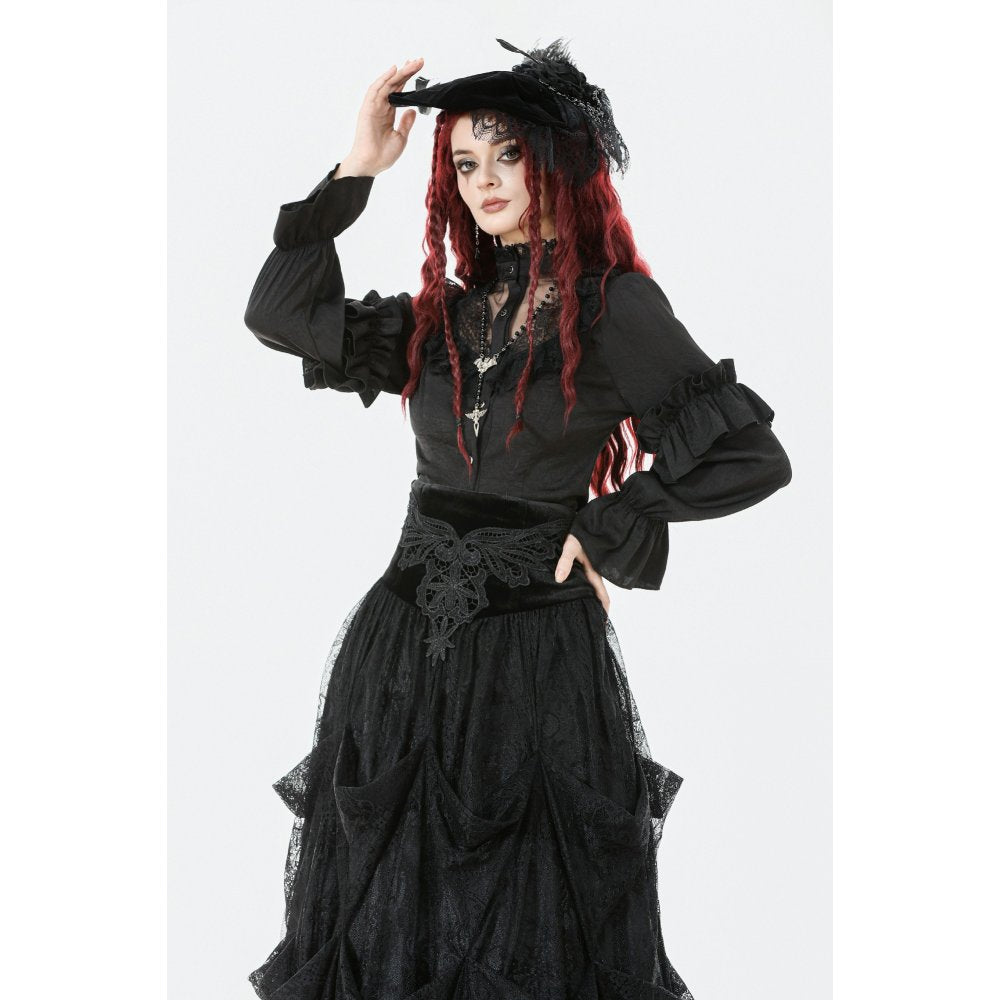 Dark in Love Bellatrix Frill Blouse – Black Victorian Gothic Top
