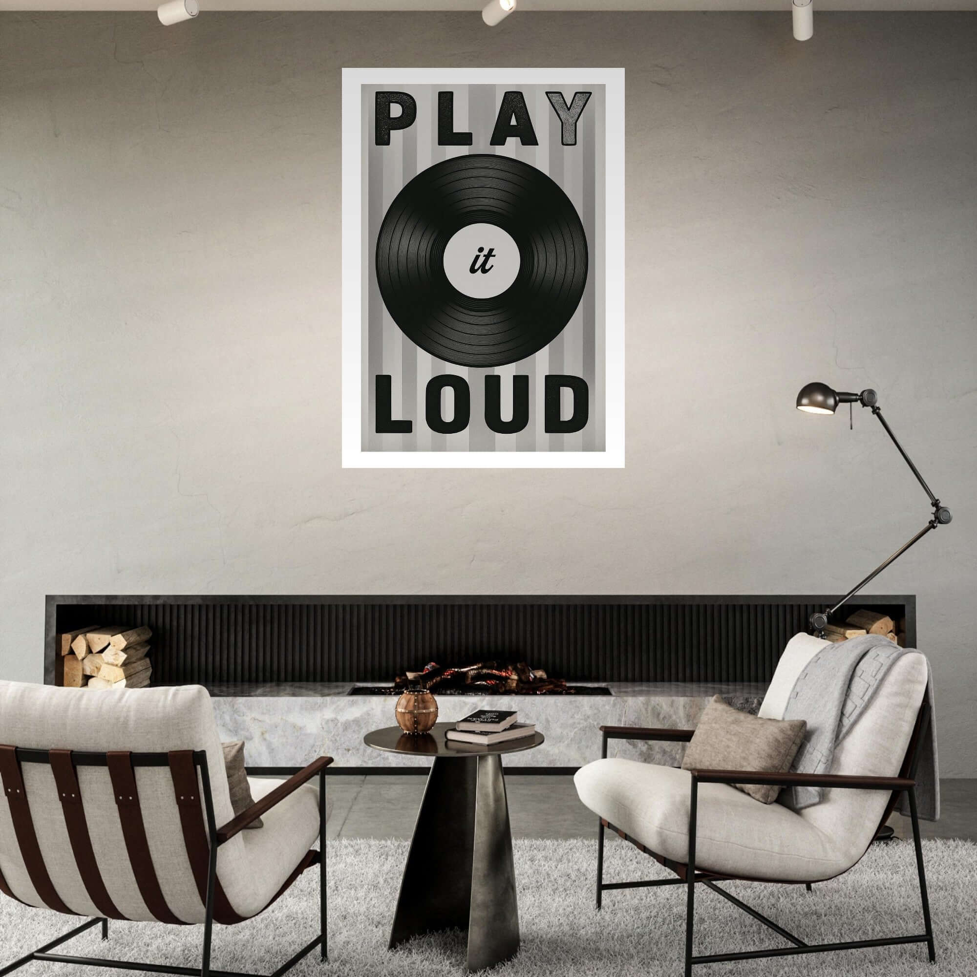 Play It Loud Vinyl Record Wall Art – Retro Music Poster for Studio & Home Decor
