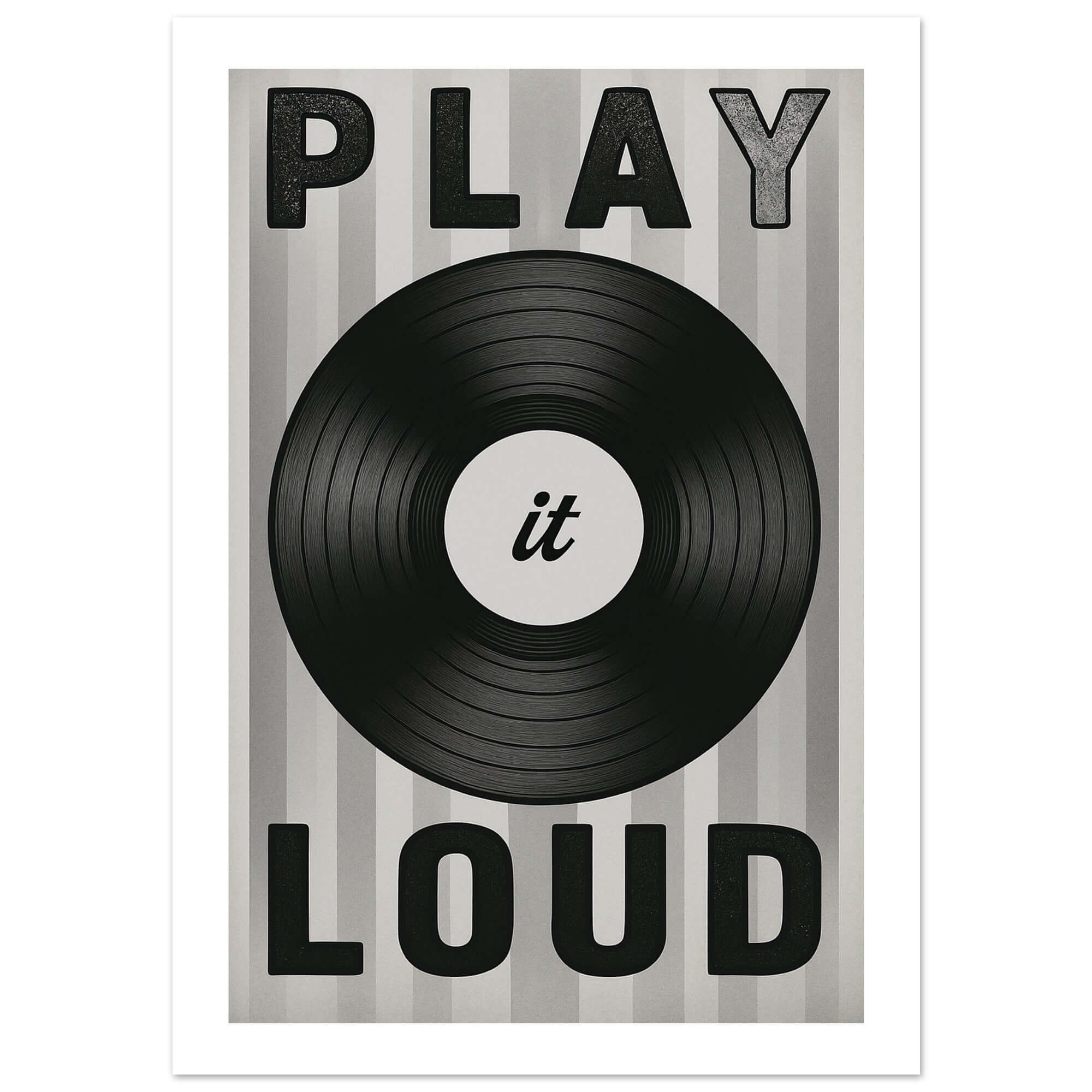 Play It Loud Vinyl Record Wall Art – Retro Music Poster for Studio & Home Decor