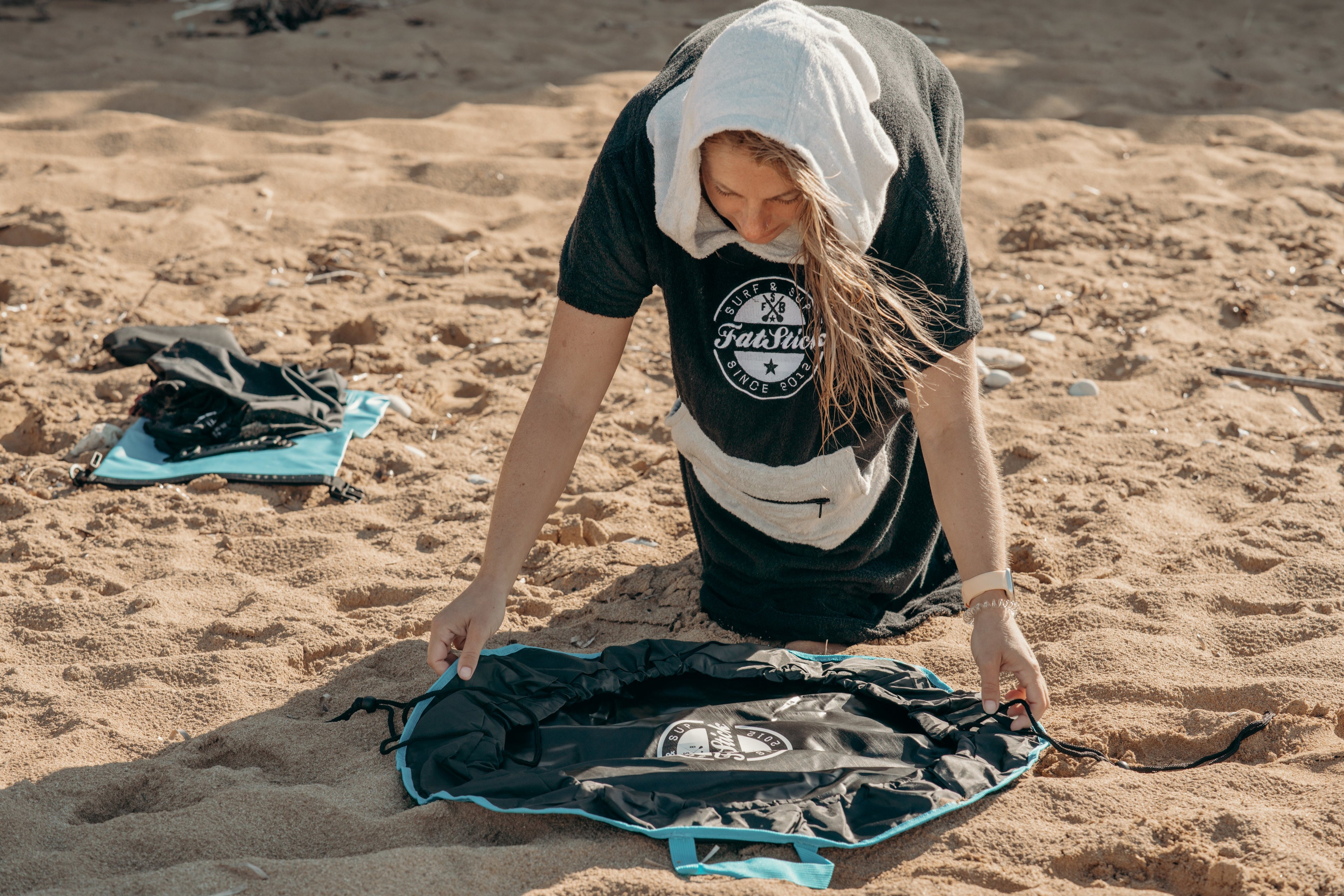 FatStick Waterproof Wetsuit Changing Mat and Drawstring Wet Kit Bag