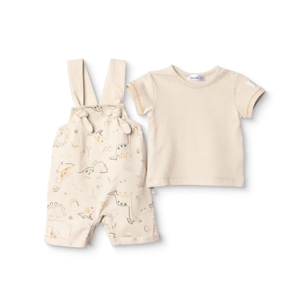 Bebetto Boys Short Dungarees & T-shirt - Beige