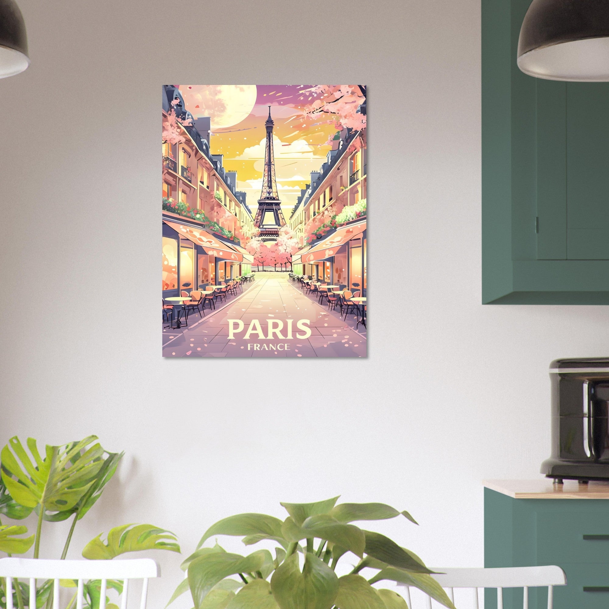 Paris Street Scene Wall Art - Eiffel Tower Sunset Print