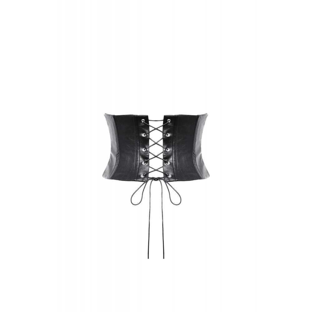 Dark in Love Elvira Goth Waist Belt – Layered Black Faux Leather