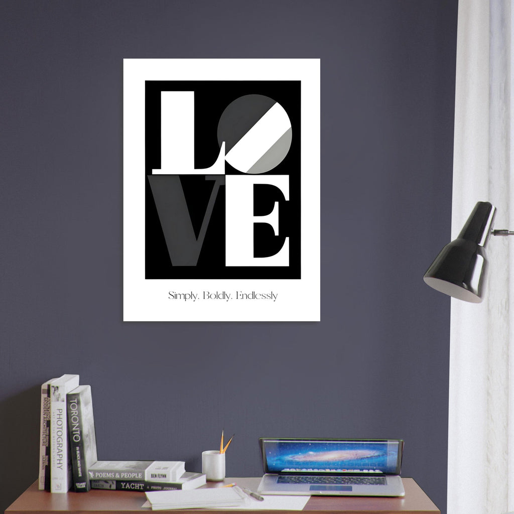 Modern LOVE Typography Wall Art – Bold Black and White Poster, Minimalist Monochrome Print, Romantic Home Decor Gift