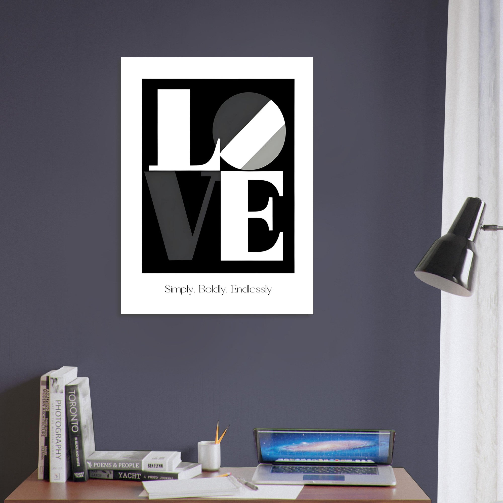 Modern LOVE Typography Wall Art – Bold Black and White Poster, Minimalist Monochrome Print, Romantic Home Decor Gift