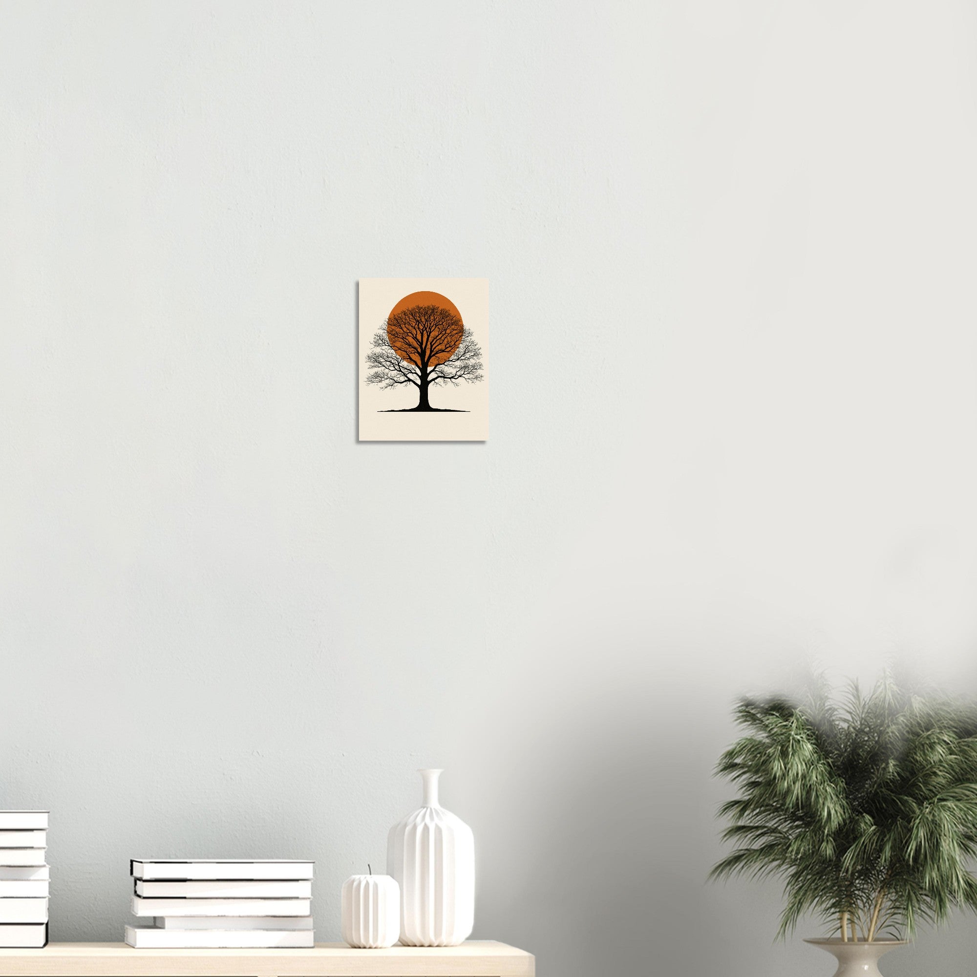 Oak Tree Sunset Wall Art – Minimalist Botanical Print, Earth Tone Nature Decor