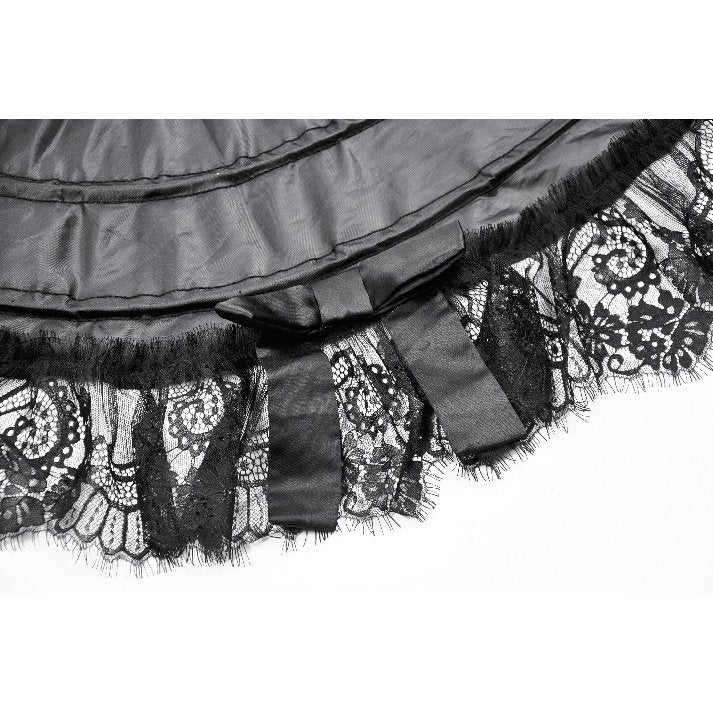 Dark in Love Valeria Gothic Hoop Mini Petticoat - Black Lace Trim