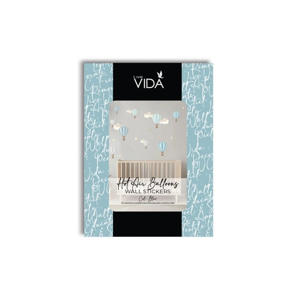 Live Vida Hot Air Balloons Wall Stickers A5 - Blue & Grey