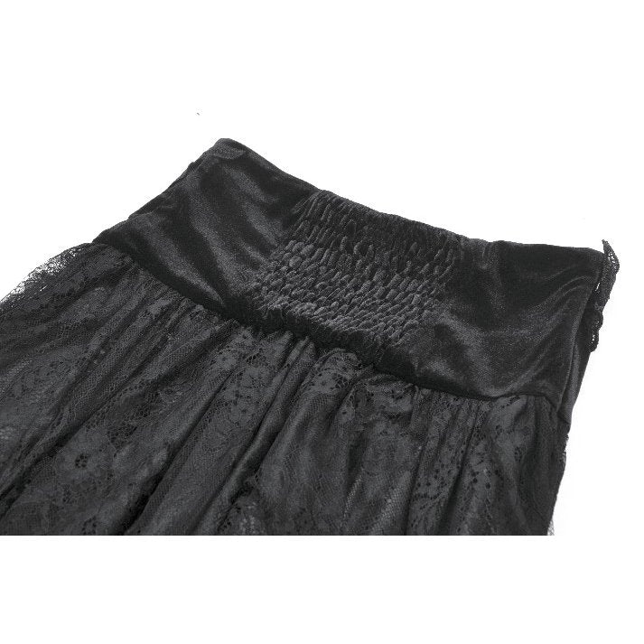 Dark in Love Gloriana Gothic Black Tulle and Lace Draped Maxi Skirt