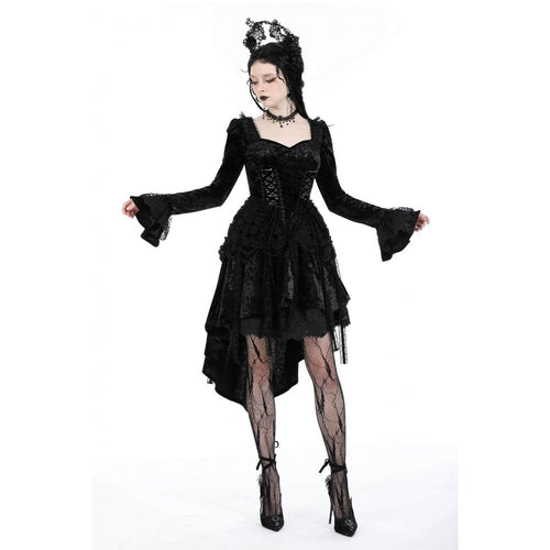 Dark in Love Seraphina Black Velvet Lace High-Low Gothic Dress