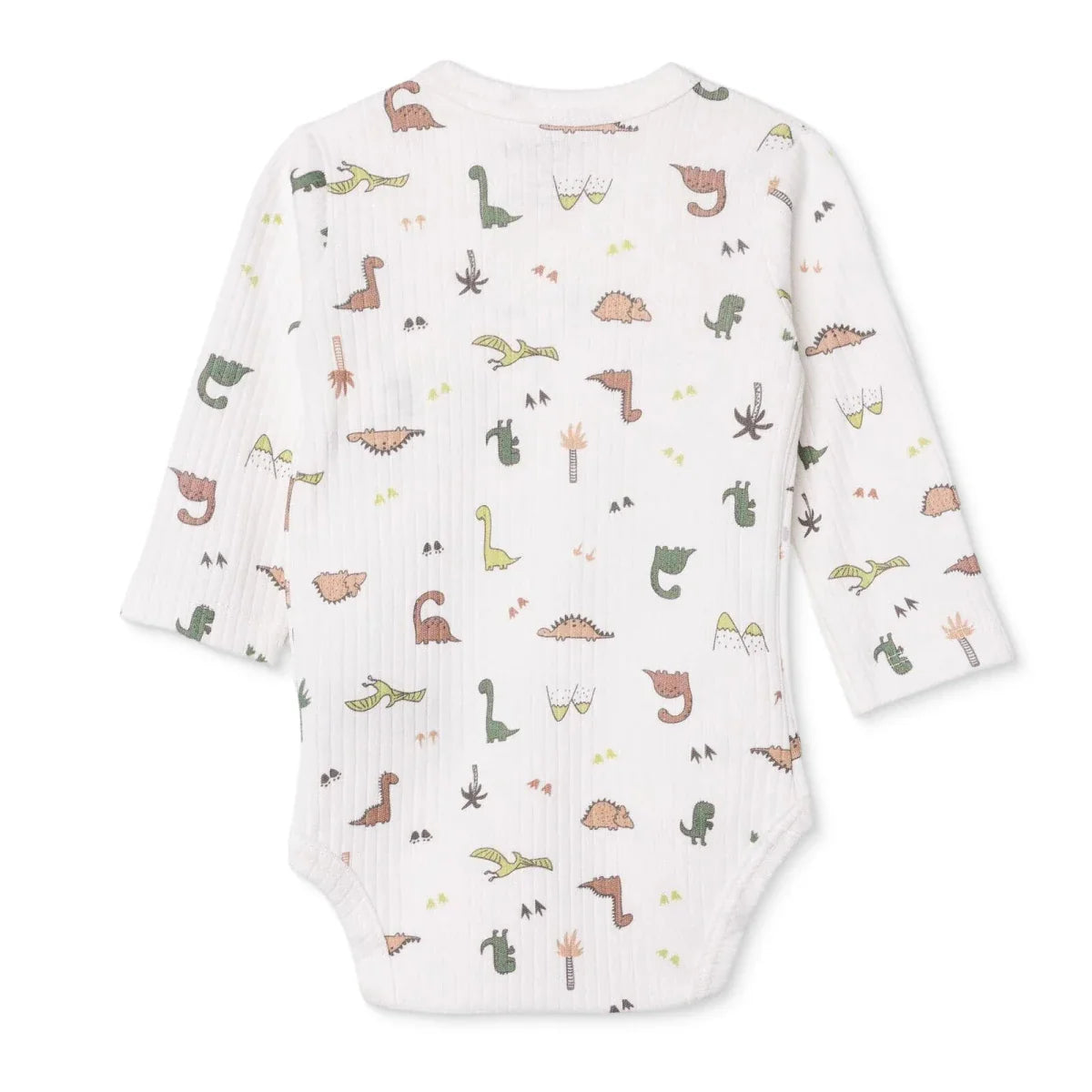 Tiffany Boys Bodysuit Dinosaur with Poppers V-Neck Long Sleeve - Ecru