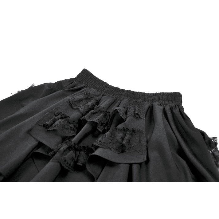 Dark In Love Beatrix Black Satin Ruffled Lace Goth Overskirt